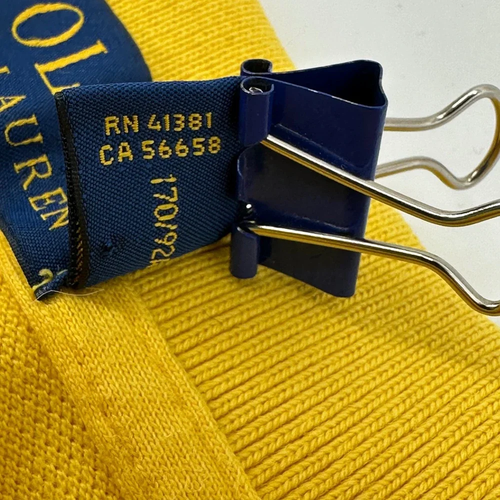 Polo Ralph Lauren Mens Custom Slim Fit Pique Polo Shirt Yellow Small RN 41381